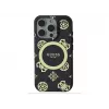 Guess GUHMP16LH4PYEEK Capa rígida IML Peony On 4G Background MagSafe preta para Apple iPhone 16 Pro 6,3