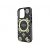 Guess GUHMP16LH4PYEEK Capa rígida IML Peony On 4G Background MagSafe preta para Apple iPhone 16 Pro 6,3