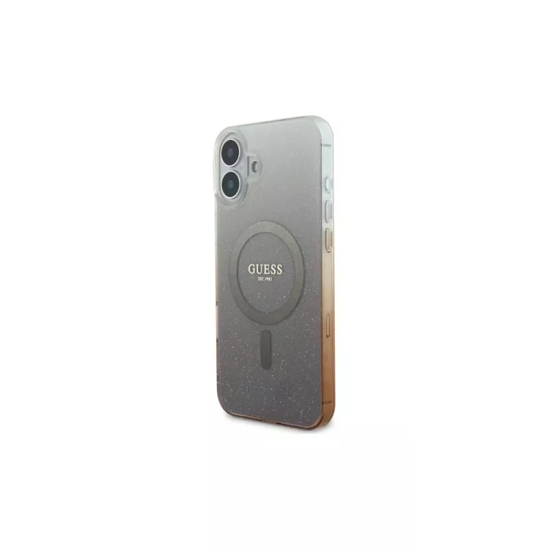 Guess Capa MagSafe IML Glitter Gradient para iPhone 16 (castanha)