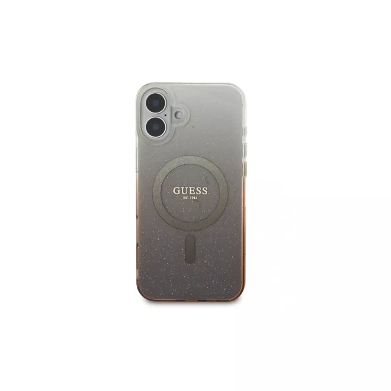 Guess Capa MagSafe IML Glitter Gradient para iPhone 16 (castanha)