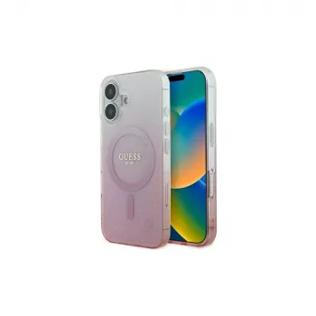 Guess Capa MagSafe IML Glitter Gradient para iPhone 16 (rosa)