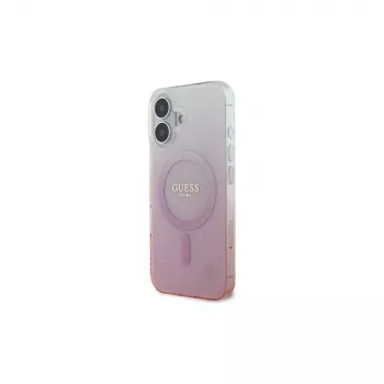 Guess Capa MagSafe IML Glitter Gradient para iPhone 16 (rosa)