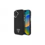 Guess GUHMP16SPGTSPSK Capa rígida para iPhone 16 preta Grained Triangle MagSafe