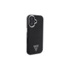 Guess GUHMP16SPGTSPSK Capa rígida para iPhone 16 preta Grained Triangle MagSafe