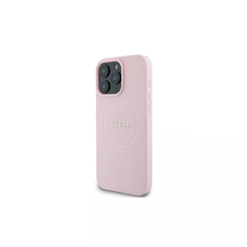 Guess Capa rígida Grained Ring para Apple iPhone 15 Pro Max 6,7 inch rosa MagSafe