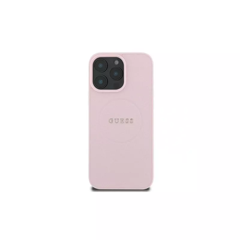 Guess Capa rígida Grained Ring para Apple iPhone 15 Pro Max 6,7 inch rosa MagSafe