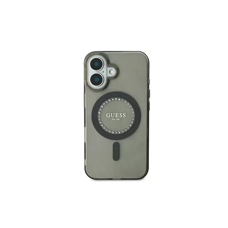 Guess Capa MagSafe IML Rhinestones para iPhone 16 (preta)