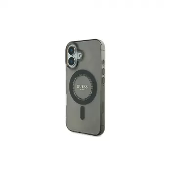 Guess Capa MagSafe IML Rhinestones para iPhone 16 Plus (preta)