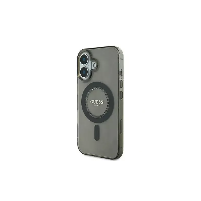 Guess Capa MagSafe IML Rhinestones para iPhone 16 Plus (preta)