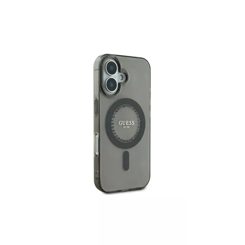 Guess Capa MagSafe IML Rhinestones para iPhone 16 Plus (preta)