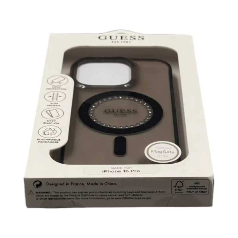 Guess GUHMP16LPFTDTEK Capa rígida para Apple iPhone 16 Pro 6,3