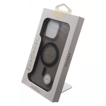 Guess Capa MagSafe IML Rhinestones para iPhone 16 Pro Max (preta)