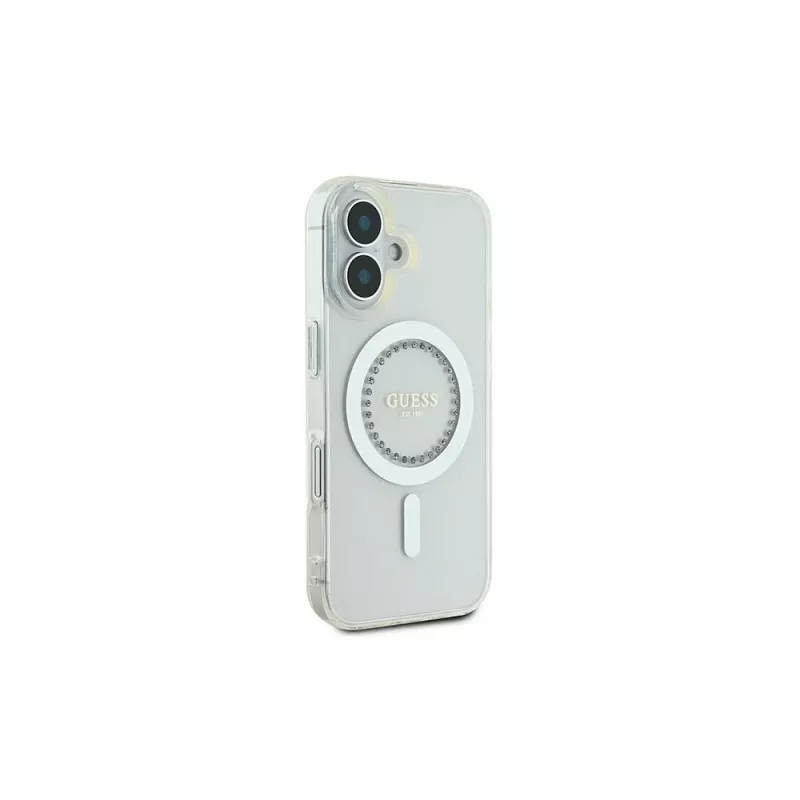 Guess GUHMP16SPFTDTEH Capa rígida IML Rhinestones MagSafe para Apple iPhone 16 6,1