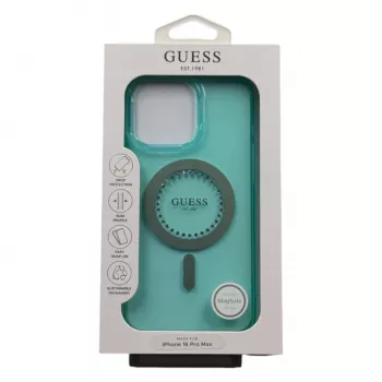 Guess Capa MagSafe IML Rhinestones para iPhone 16 Pro Max (verde)