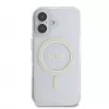 Guess GUHMP16SHFGERET Capa rígida para iPhone 16 transparente IML Glitter Circle MagSafe