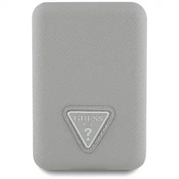 GUESS Power bank sem fios Grained Triangle 5000mAh 15W USB-C MagSafe bege