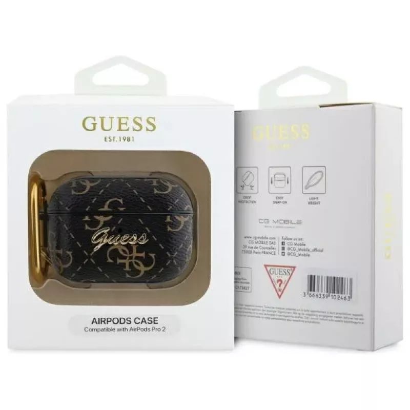 Guess GUAP2PG4GPK Capa AirPods Pro 2 (2022/2023) preta 4G Hook