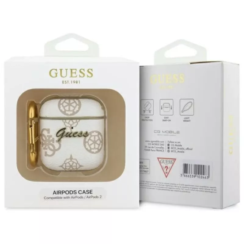 Guess GUA2PG4GPH Capa AirPods 1/2 branca 4G Hook