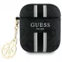 Guess GUA2P4RPSK Capa AirPods 1/2 preta 4G Printed Stripes Charm