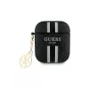 Guess GUA2P4RPSK Capa AirPods 1/2 preta 4G Printed Stripes Charm
