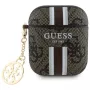 Guess GUA2P4RPSW Capa AirPods 1/2 castanha 4G Gedruckte Streifen Anhänger