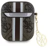 Guess GUA2P4RPSW Capa AirPods 1/2 castanha 4G Gedruckte Streifen Anhänger
