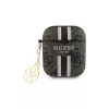 Guess GUA2P4RPSW Capa AirPods 1/2 castanha 4G Gedruckte Streifen Anhänger