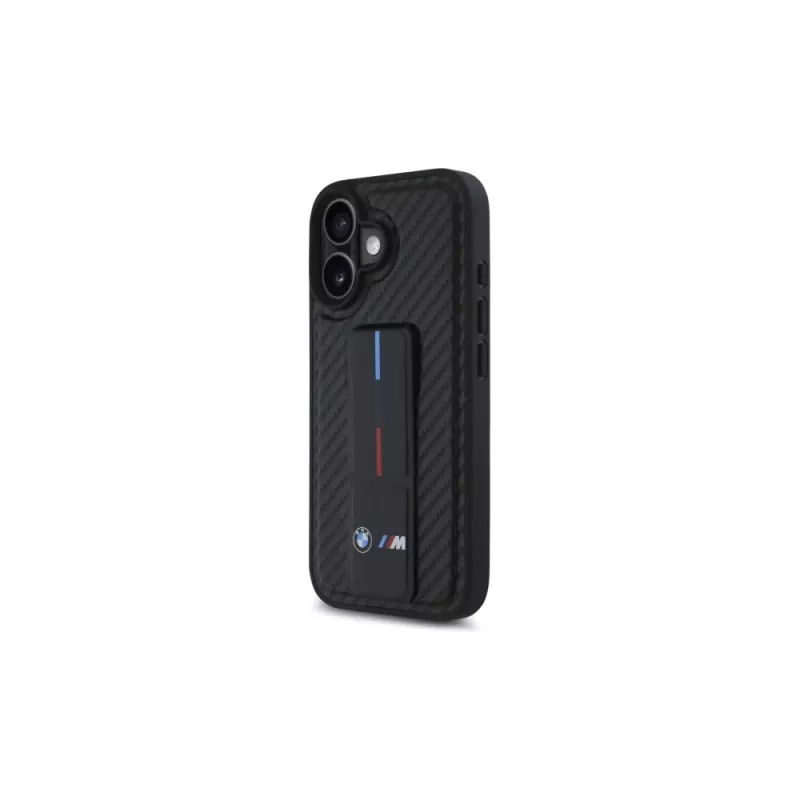 BMW BMHCP16SGSPCCK M Grip Stand Smooth and Carbon Capa Rígida para iPhone 16 6.1 – Preto