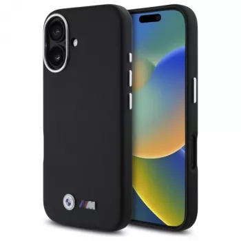 BMW BMHCP16S23PMWK Capa rígida preta M Smooth Full Wrapped Metal para iPhone 16 6,1 polegadas