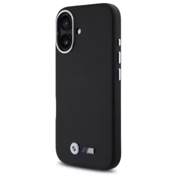 BMW BMHCP16S23PMWK Capa rígida preta M Smooth Full Wrapped Metal para iPhone 16 6,1 polegadas