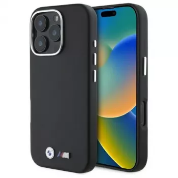BMW M Smooth Full Wrapped Metal Capa rígida preta para Apple iPhone 16 Pro