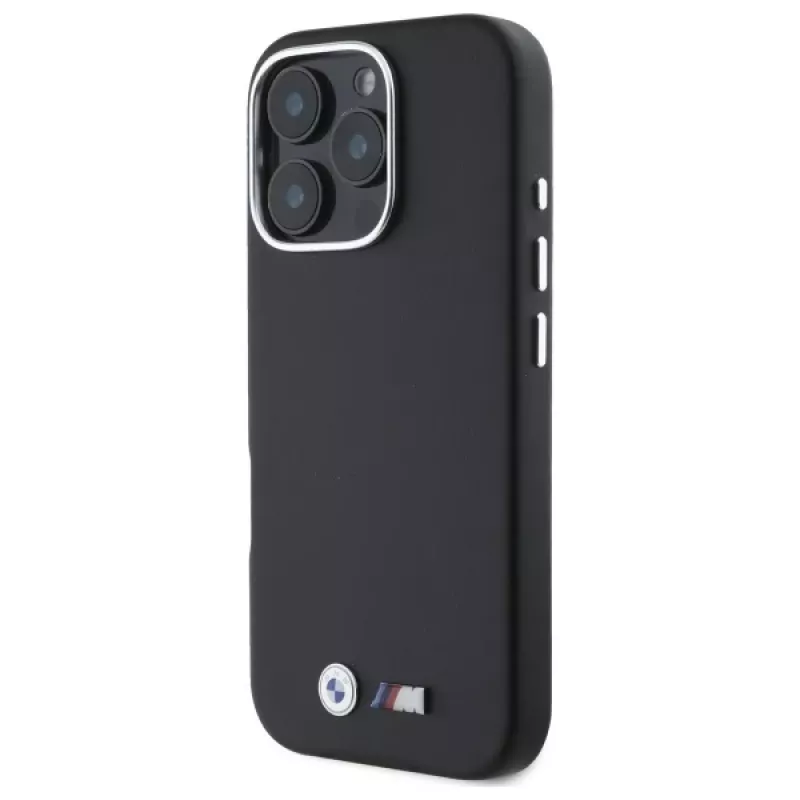 BMW M Smooth Full Wrapped Metal Capa rígida preta para Apple iPhone 16 Pro