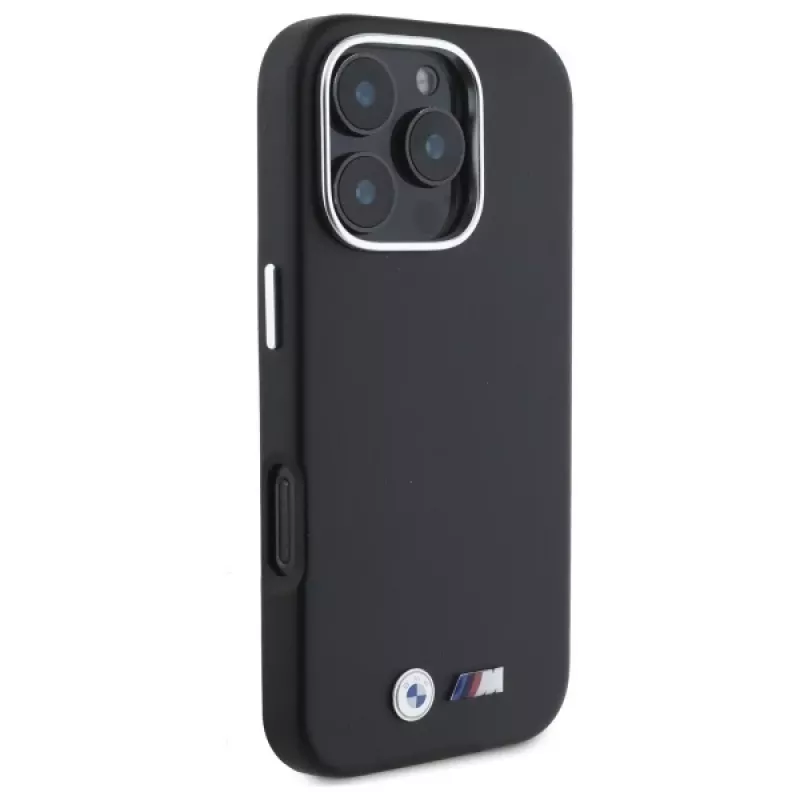 BMW M Smooth Full Wrapped Metal Capa rígida preta para Apple iPhone 16 Pro