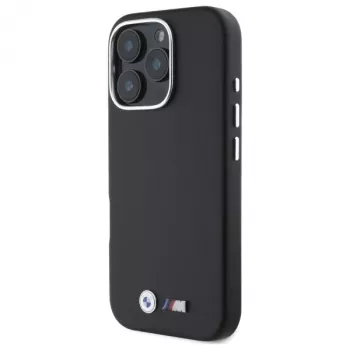 BMW M Smooth Full Wrapped Metal Capa rígida preta para Apple iPhone 16 Pro Max 6,9 polegadas