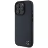 Mercedes-Benz MEHMP16X23RBGVV Capa rígida azul-escura com pele imitação de madeira MB e MagSafe para iPhone 16 Pro Max 6,9 polegadas