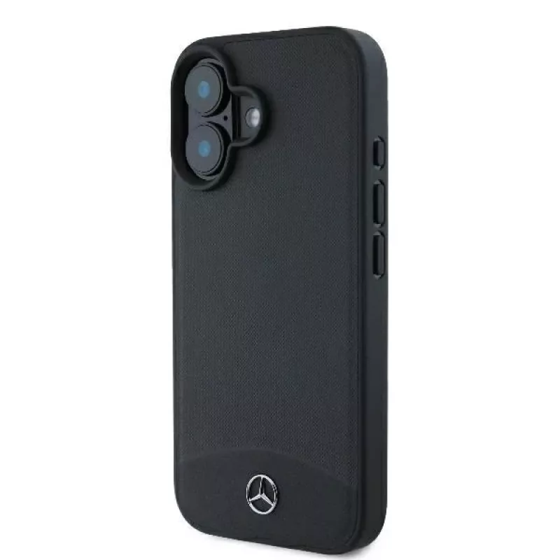 Mercedes-Benz MEHMP16S23RBARK Capa rígida preta em pele texturada e lisa com MagSafe para iPhone 16 6,1 polegadas