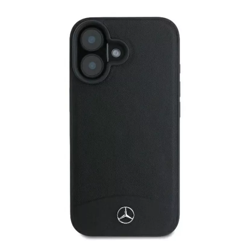 Mercedes-Benz MEHMP16S23RBARK Capa rígida preta em pele texturada e lisa com MagSafe para iPhone 16 6,1 polegadas
