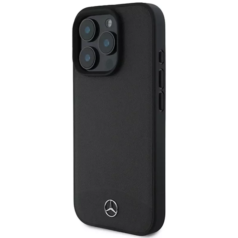 Mercedes-Benz MEHMP16X23RBARK Capa rígida preta em pele texturada e lisa MagSafe para iPhone 16 Pro Max 6,9 polegadas