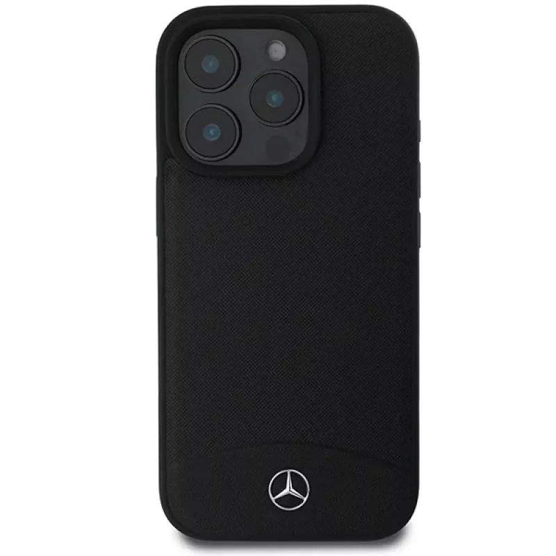 Mercedes-Benz MEHMP16X23RBARK Capa rígida preta em pele texturada e lisa MagSafe para iPhone 16 Pro Max 6,9 polegadas