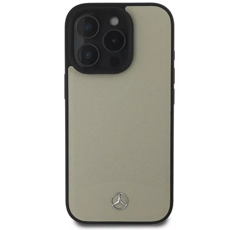 Mercedes-Benz MEHMP16X23RBARE Capa rígida bege em pele texturada e lisa MB MagSafe para iPhone 16 Pro Max 6,9 polegadas