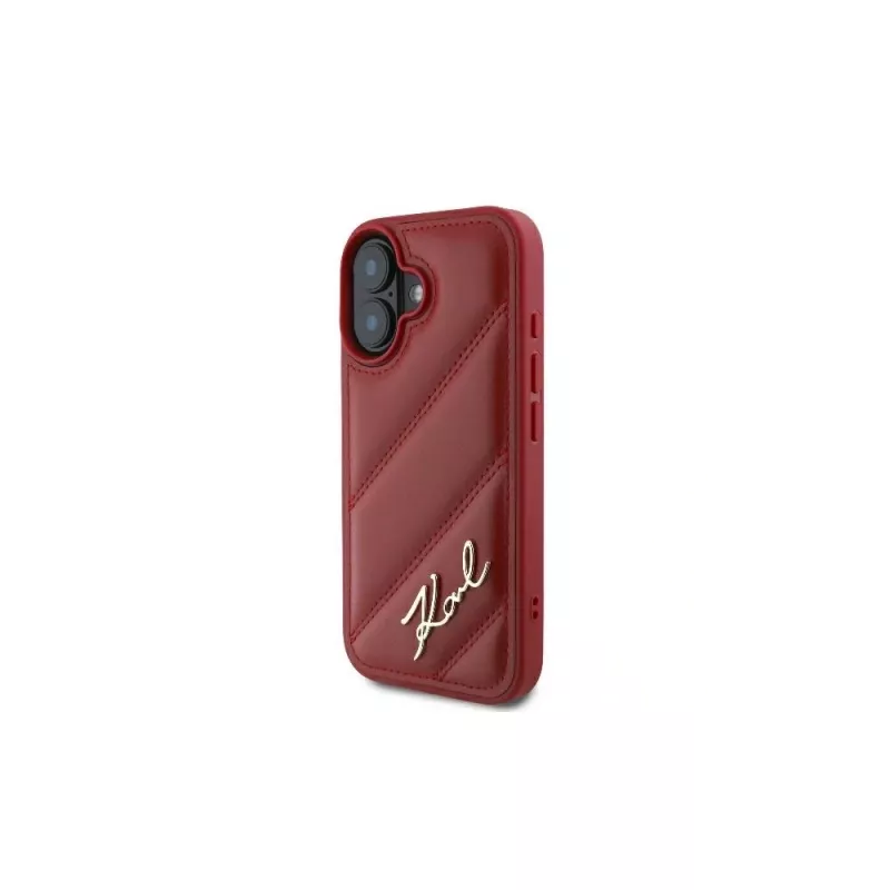 Karl Lagerfeld Capa Quilted Signature para iPhone 16, vermelha