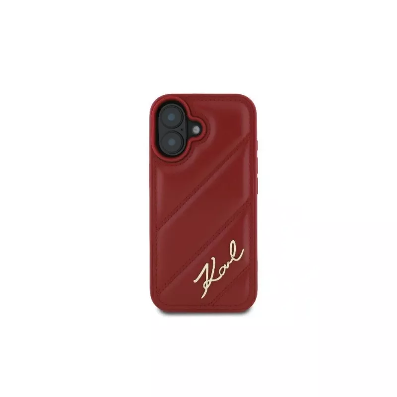 Karl Lagerfeld Capa Quilted Signature para iPhone 16, vermelha