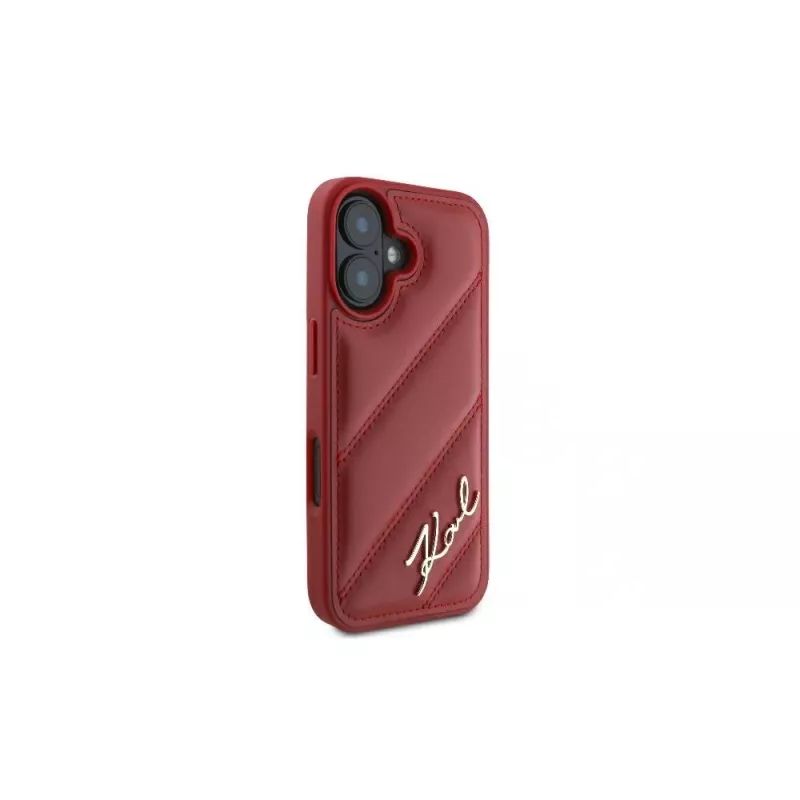 Karl Lagerfeld Capa Quilted Signature para iPhone 16, vermelha