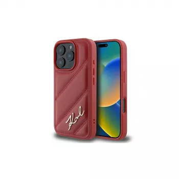 Karl Lagerfeld Capa Quilted Signature para Apple iPhone 16 Pro (vermelha)