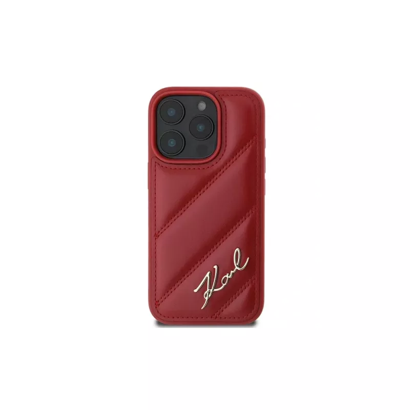 Karl Lagerfeld Capa Quilted Signature para Apple iPhone 16 Pro (vermelha)