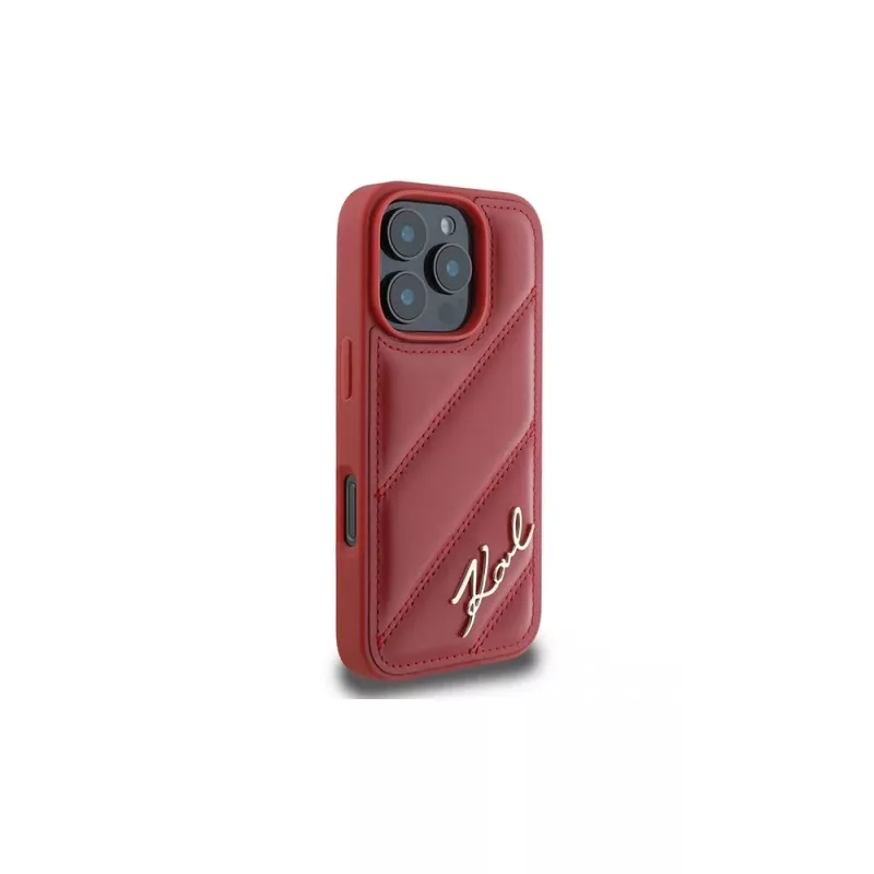 Karl Lagerfeld Capa Quilted Signature para Apple iPhone 16 Pro (vermelha)