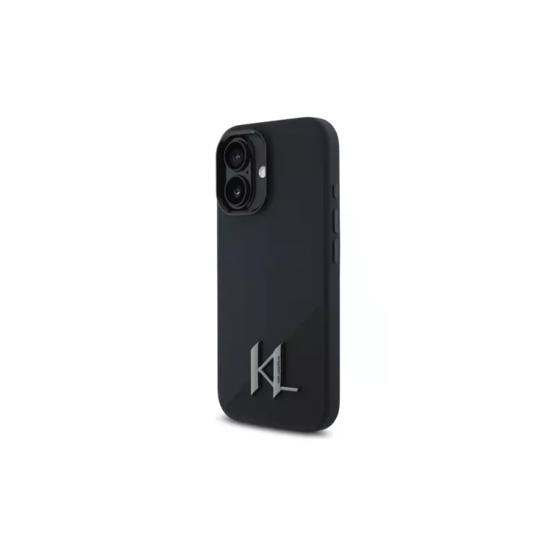 Karl Lagerfeld Capa rígida Shadow Metal Initial preta para Apple iPhone 16 6,1 polegadas