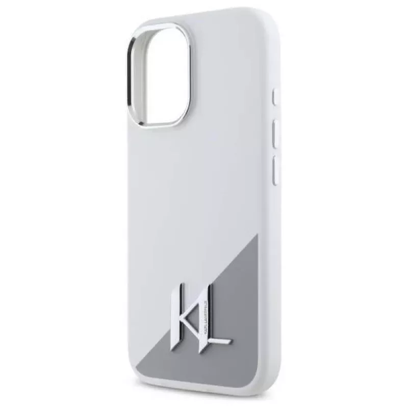 Karl Lagerfeld KLHMP16SSCMKMPCH Capa rígida em silicone branca MagSafe para Apple iPhone 16 6,1 polegadas
