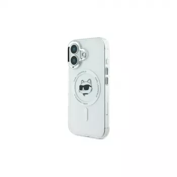 Karl Lagerfeld KLHMP16SHLSCHH Capa rígida IML Metal Choupette Head MagSafe branca para iPhone 16 6,1 polegadas