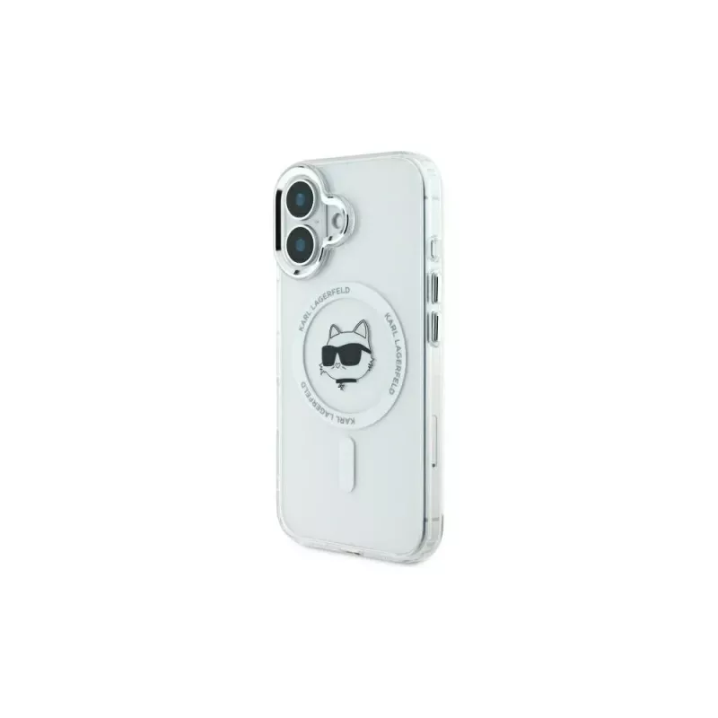 Karl Lagerfeld KLHMP16SHLSCHH Capa rígida IML Metal Choupette Head MagSafe branca para iPhone 16 6,1 polegadas